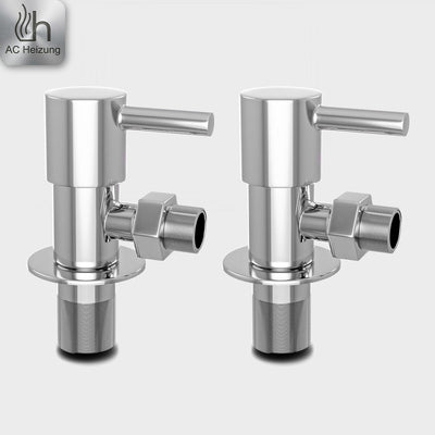Eckventil 1/2" × 3/8" mit Quetschverschraubung — Chrom