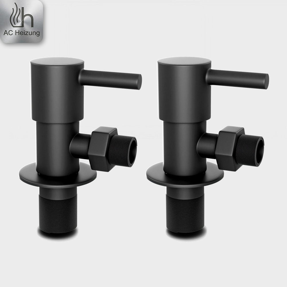 Eckventil 1/2" × 3/8" mit Quetschverschraubung — Schwarz Matt – Detail 4