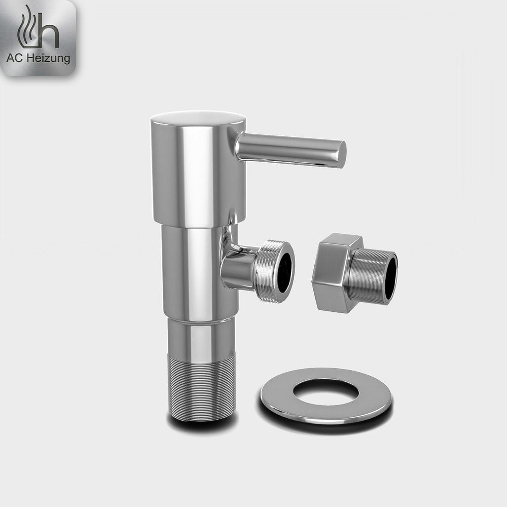 Eckventil 1/2" × 3/8" mit Quetschverschraubung — Chrom – Detail 2