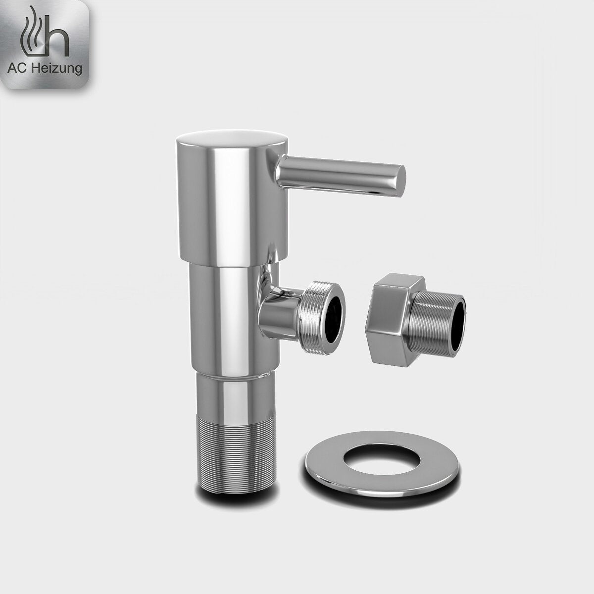 Eckventil 1/2" × 3/8" mit Quetschverschraubung — Chrom