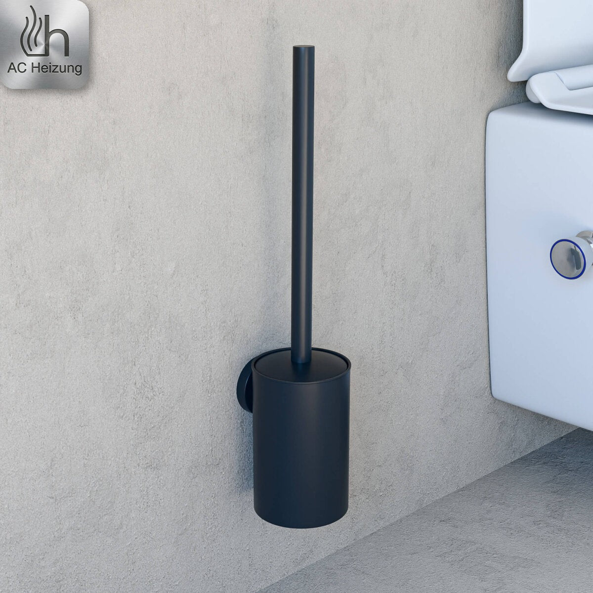 Toilettenbürstengarnitur — Schwarz Edelstahl, Wand oder stehend