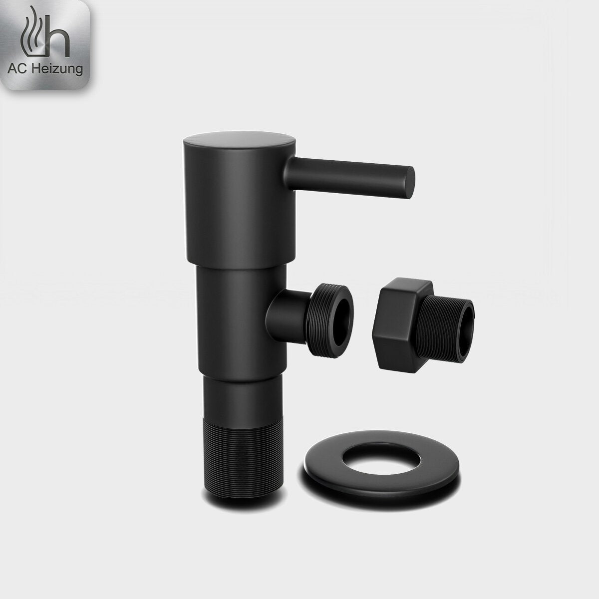 Eckventil 1/2" × 3/8" mit Quetschverschraubung — Schwarz Matt