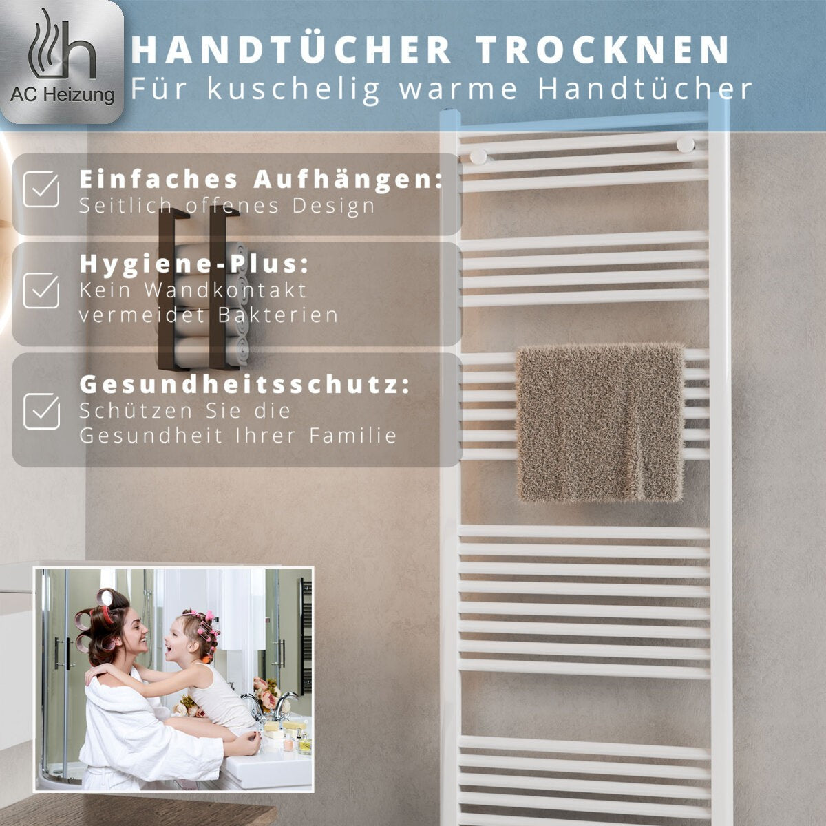 Handtuchheizkörper Lumen Basic — Mittelanschluss