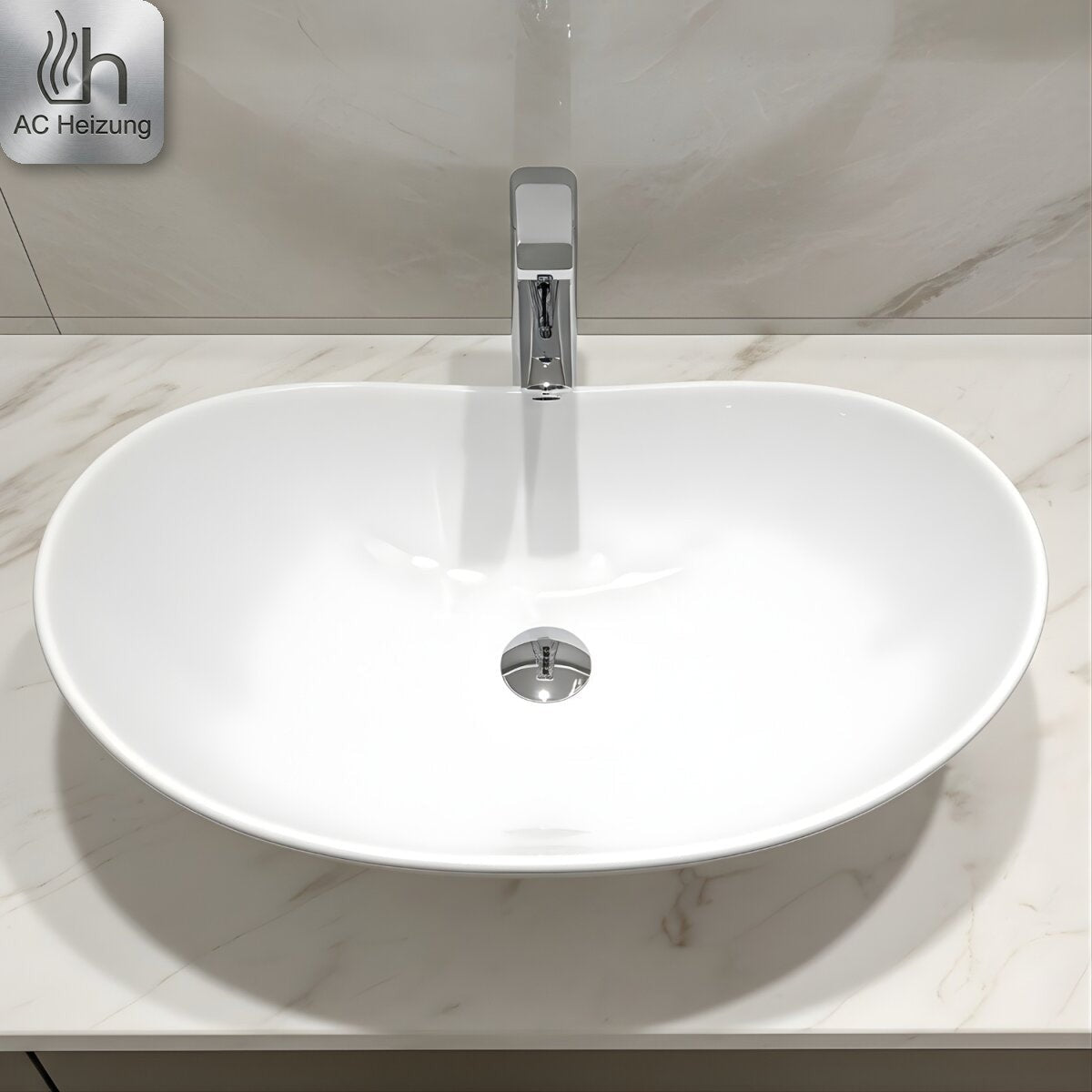 Aufsatzwaschbecken Vela — Oval, 61,5 × 36 cm