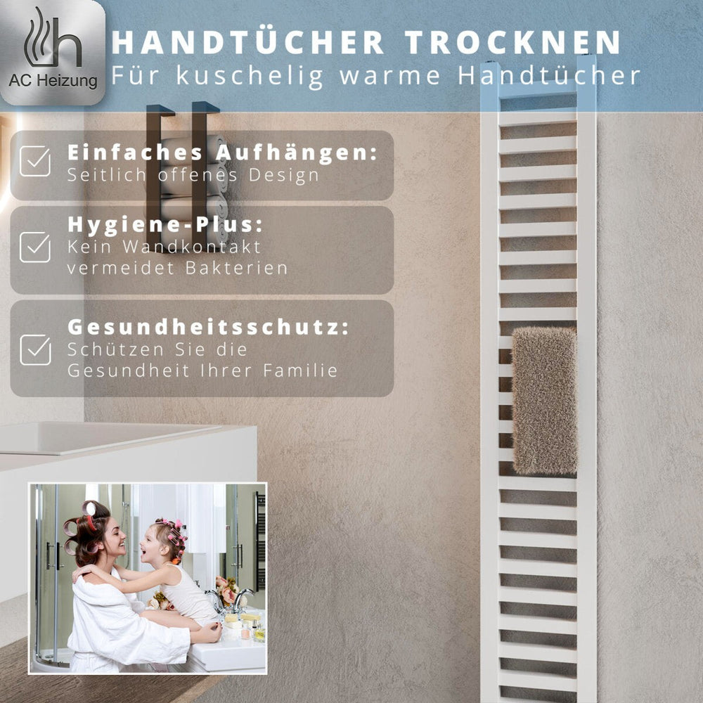 Handtuchleiter Lumen — Schmal, Elektrisch oder Zentral – Detail 2