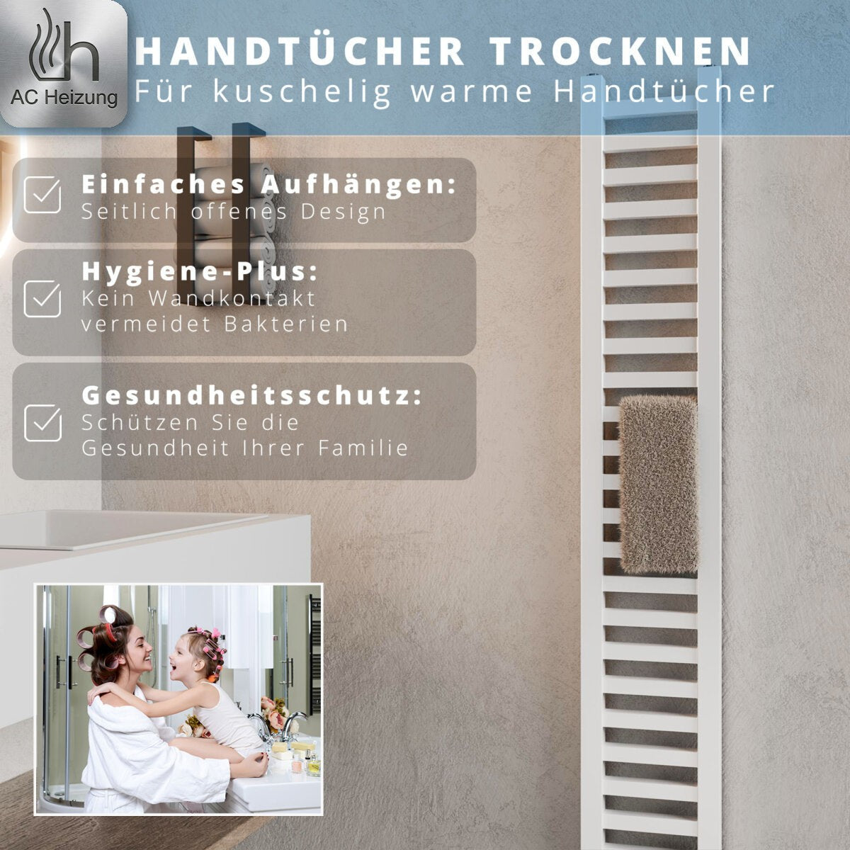 Handtuchleiter Lumen — Schmal, Elektrisch oder Zentral