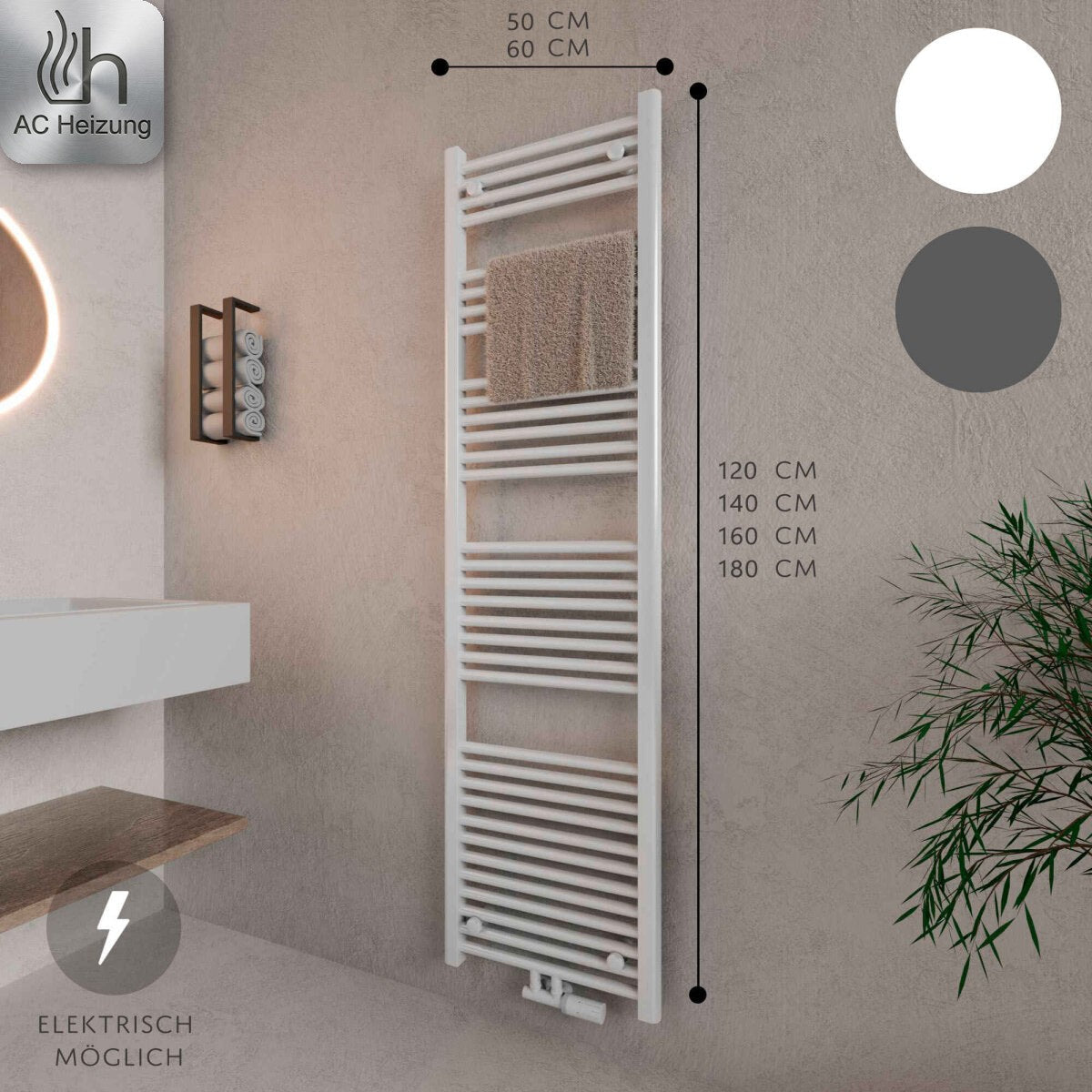 Handtuchheizkörper Lumen Basic — Mittelanschluss