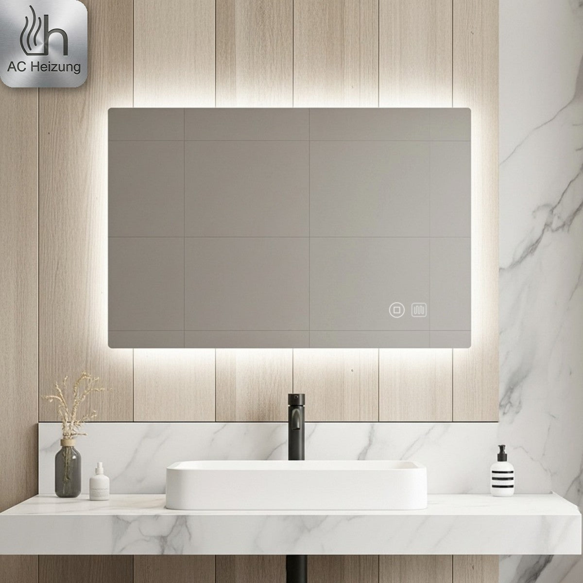 LED-Badspiegel Aura — Rechteckig, Antibeschlag, Touch