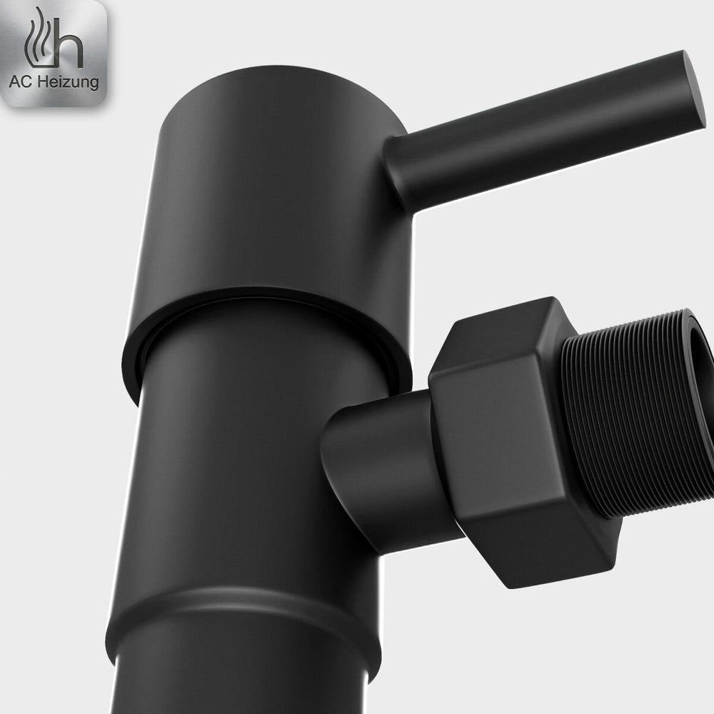 Eckventil 1/2" × 3/8" mit Quetschverschraubung — Schwarz Matt – Detail 1